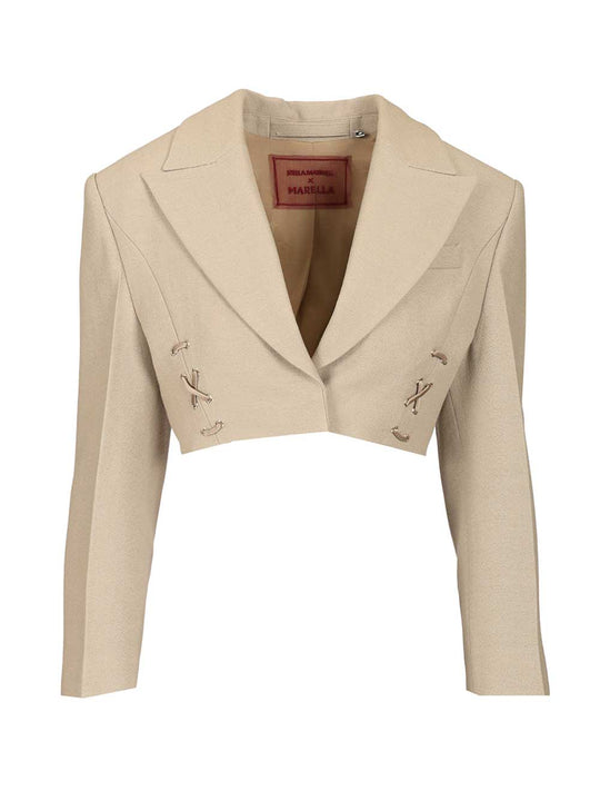 Cropped Tailored Blazer Jackets Grey