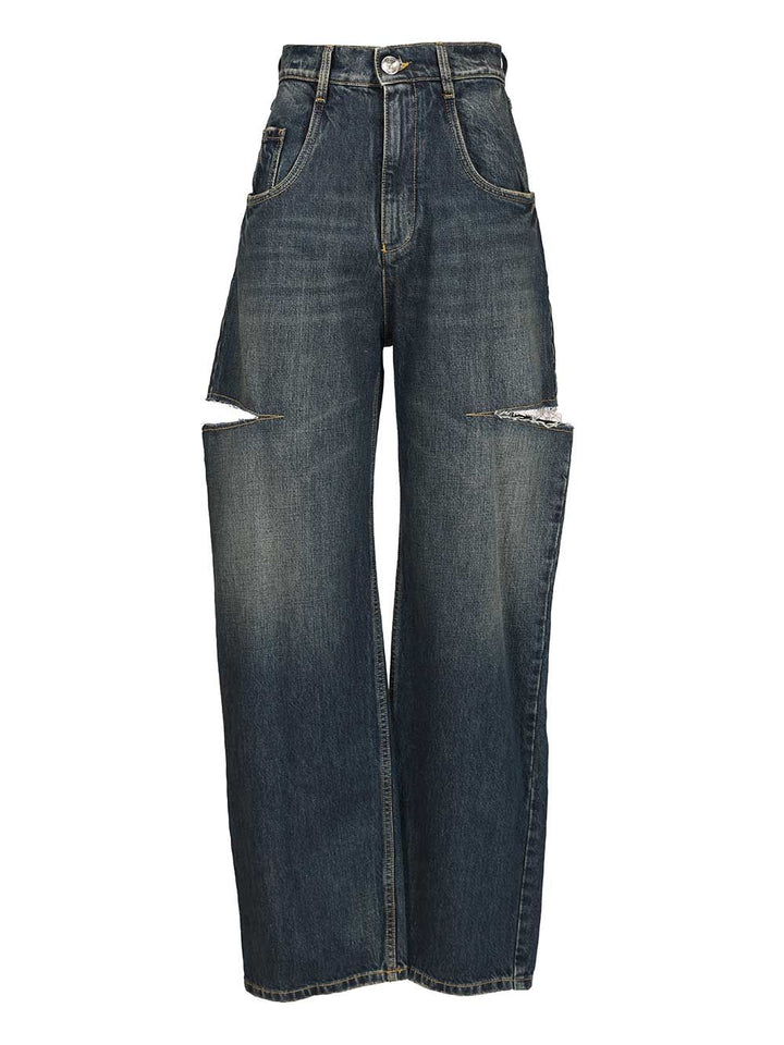 Maison Margiela High-Waisted  With Side Rips Jeans - Blue | fef2e3bcc1b710c30585d06b310c978cc141d5cb