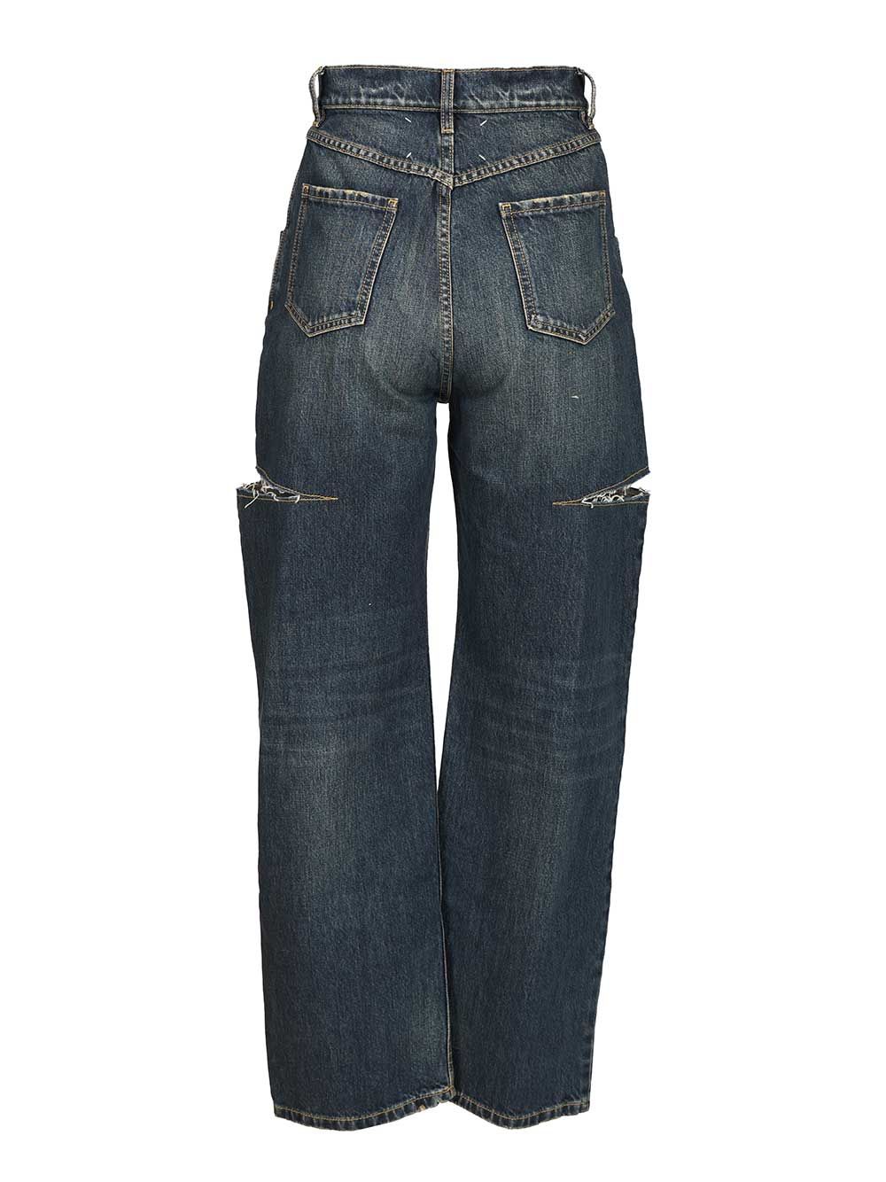 Maison Margiela High-Waisted  With Side Rips Jeans - Blue | 4427bae693d26b7fa77f6b794611b6565d150b55