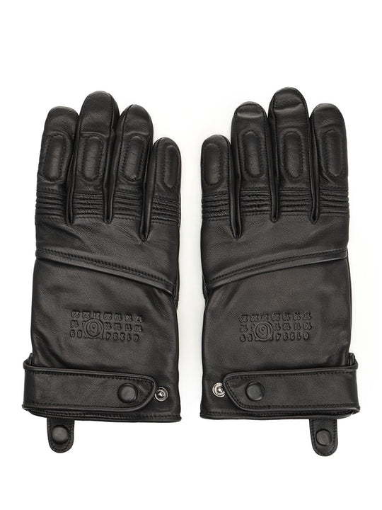 Leather Biker Gloves Black