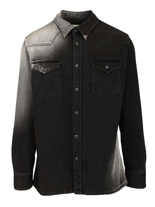Ombre Denim Shirt Shirts Black