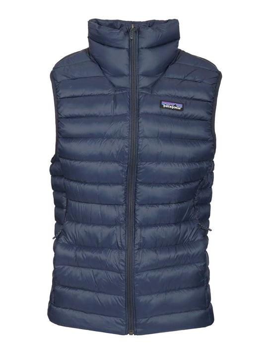 Sleeveless Drawstring Down Jacket Coats Blue