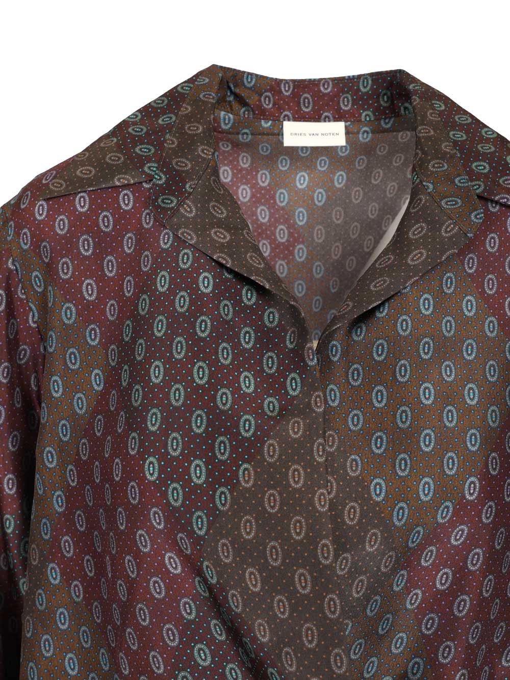 Dries Van Noten Printed Habotai Silk Blouse Shirts - Bordeaux | 3de747a80becccf4885ca20b0e5bbe2603ec9d07