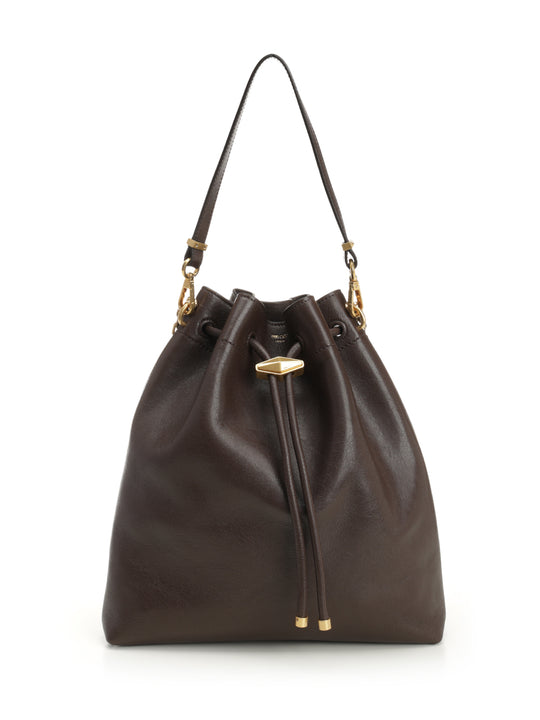 Brown Leather “Cinch” Bucket Bag Crossbody Bags Brown