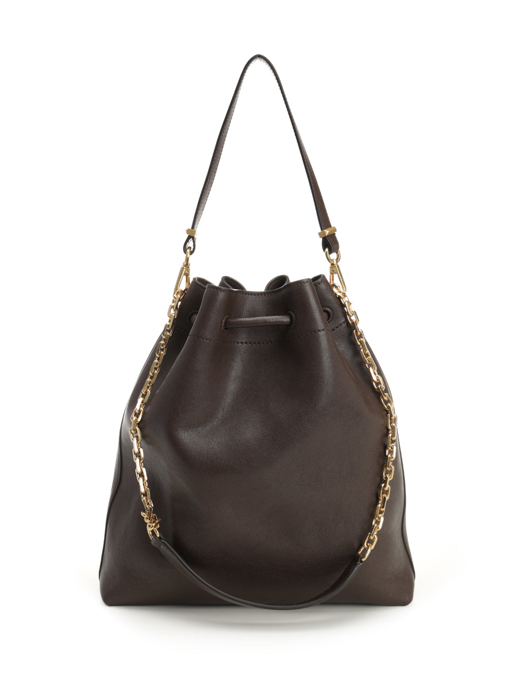 Jimmy Choo Brown Leather “Cinch” Bucket Bag Crossbody Bags - Brown | 8166449e3f48d5adaa3c147c25a4770dcec7493c