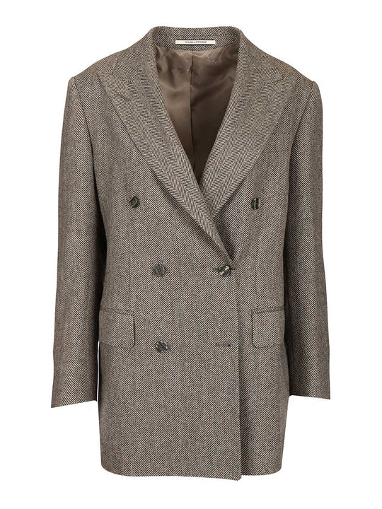 Double-Breasted Blazer Jackets Grey