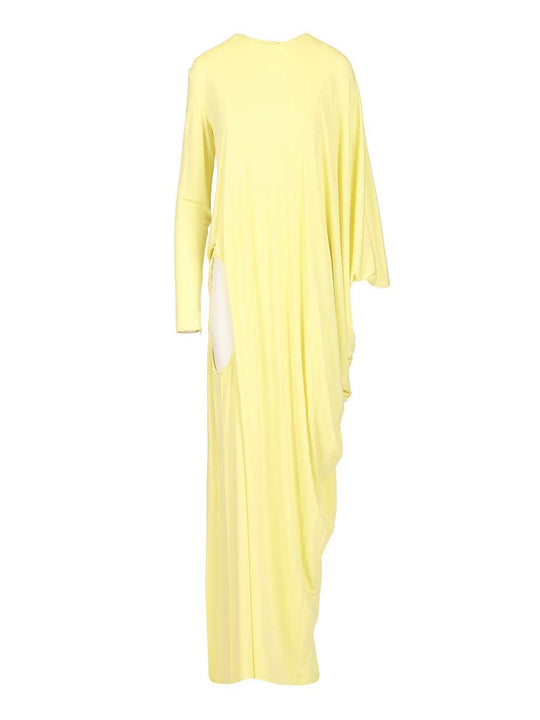 Long Asymmetrical Dress In Jersey Crepe Dresses Yellow