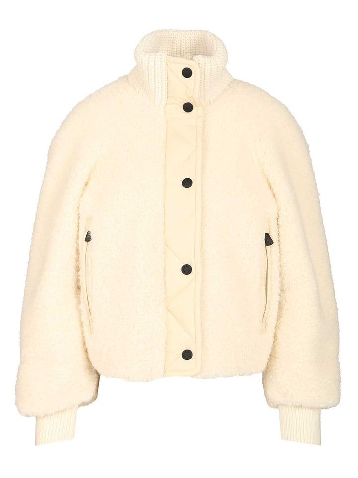Moncler Grenoble Ayles Short Down Jacket In Teddy And Wool Jackets - White | ec1016c70e56449263ddf39c4619b5edfee9df78