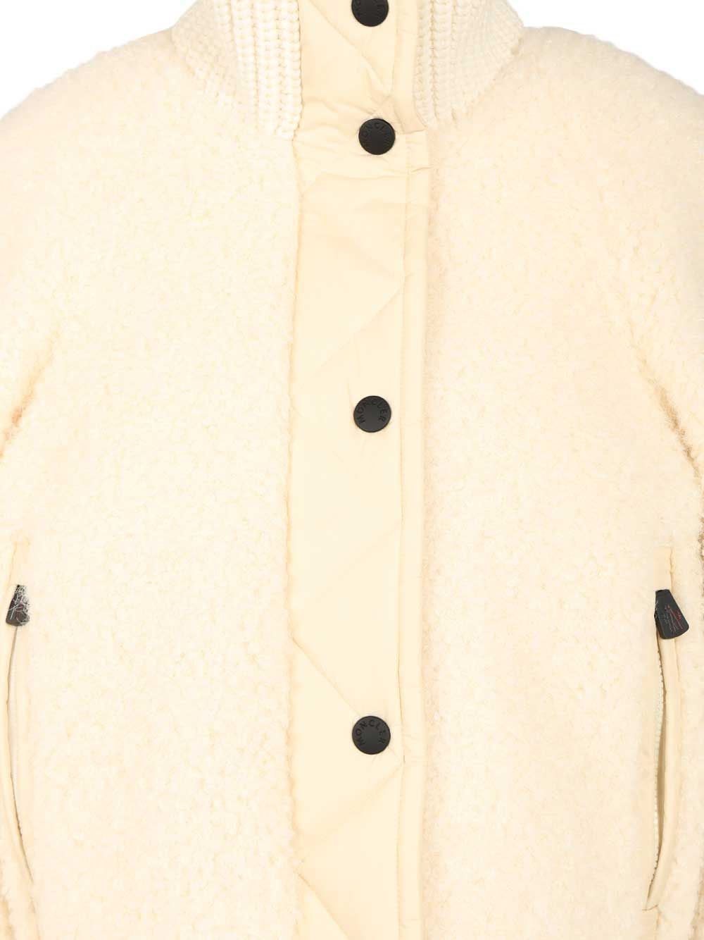 Moncler Grenoble Ayles Short Down Jacket In Teddy And Wool Jackets - White | f509ed7c7052e961a7c9c269f62719cd9636df5f