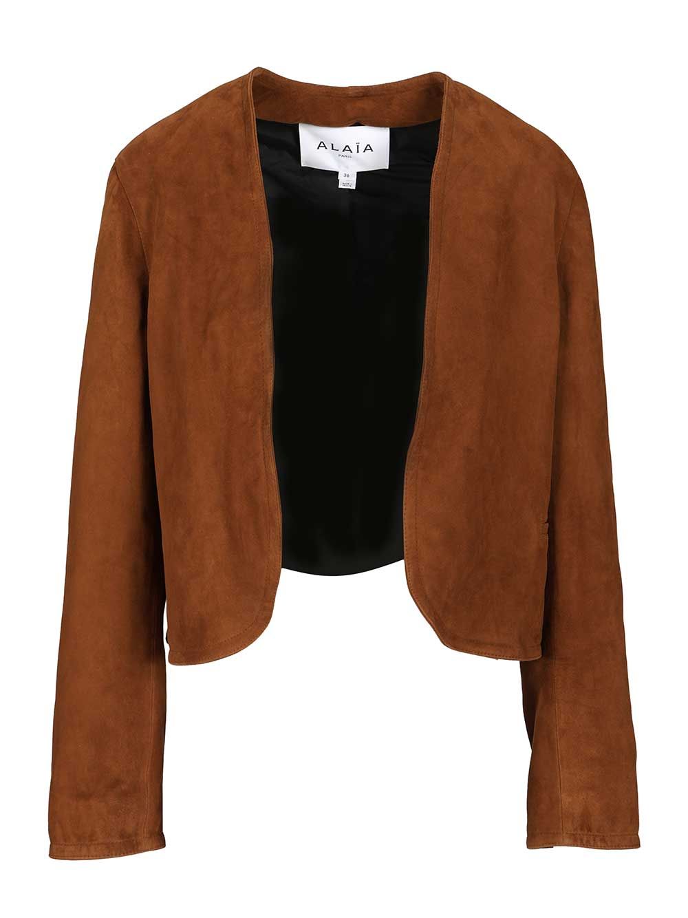 AlaÏA Short Suede Blazer Jackets - Brown | 950d5a9dce041094b5fba3f60e5ebf6279abab90