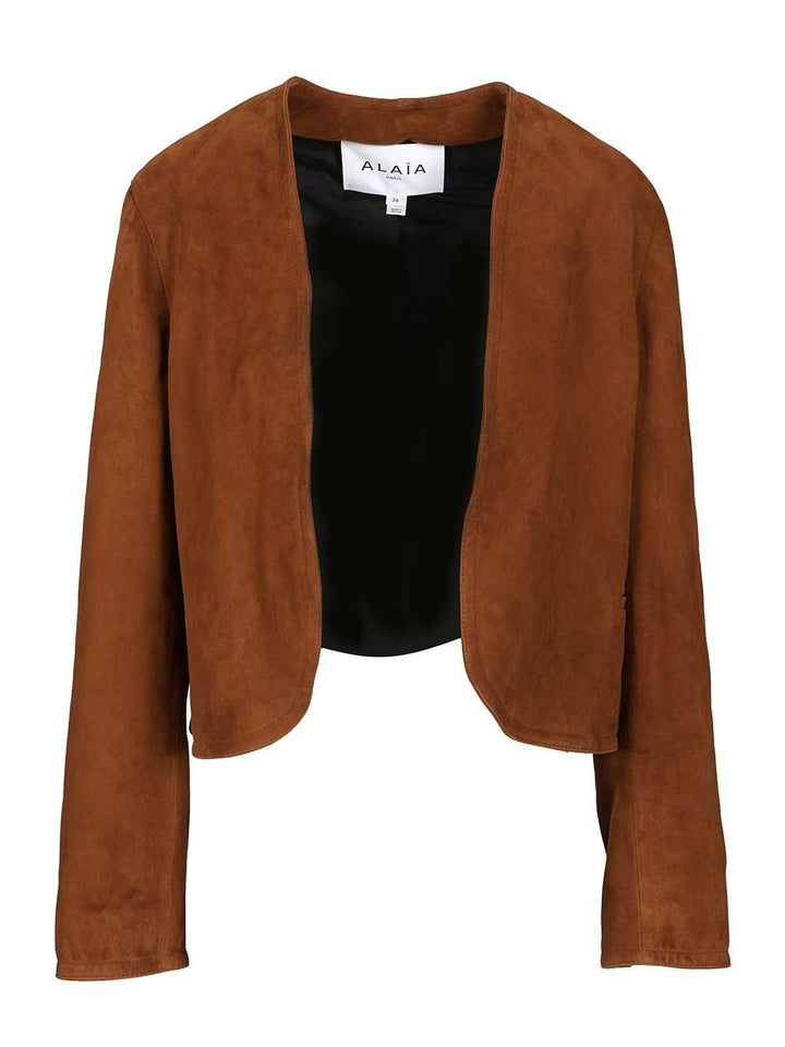 AlaÏA Short Suede Blazer Jackets - Brown | 950d5a9dce041094b5fba3f60e5ebf6279abab90