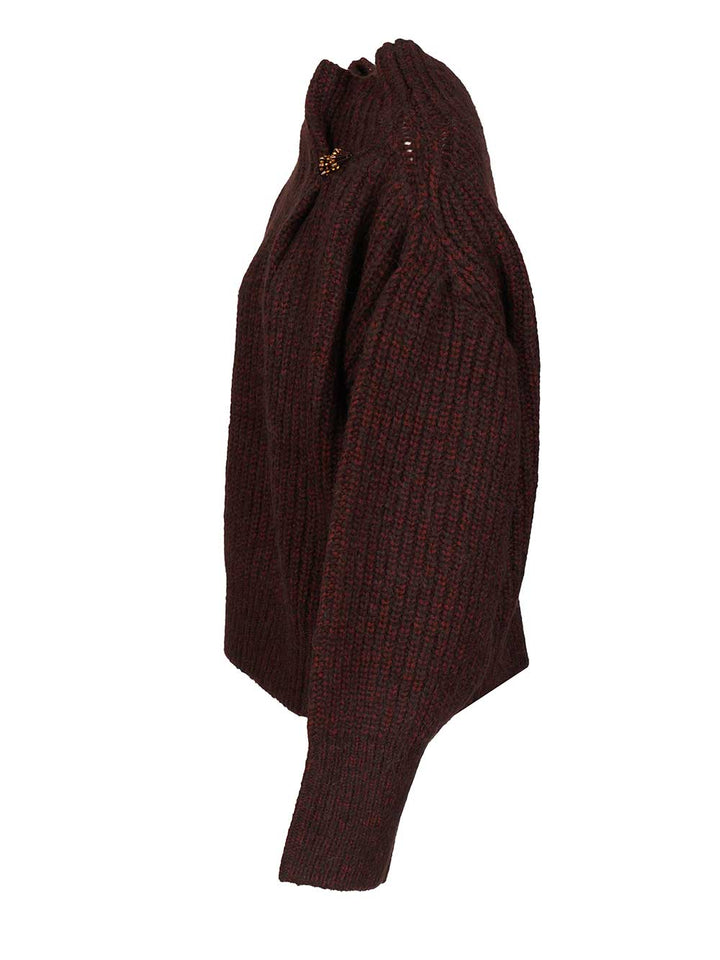 Dries Van Noten Burgundy Oversized Wool Sweater Knitwear - Bordeaux | b445eb0c4c0405e6e80f08e45546607cd5b3f005