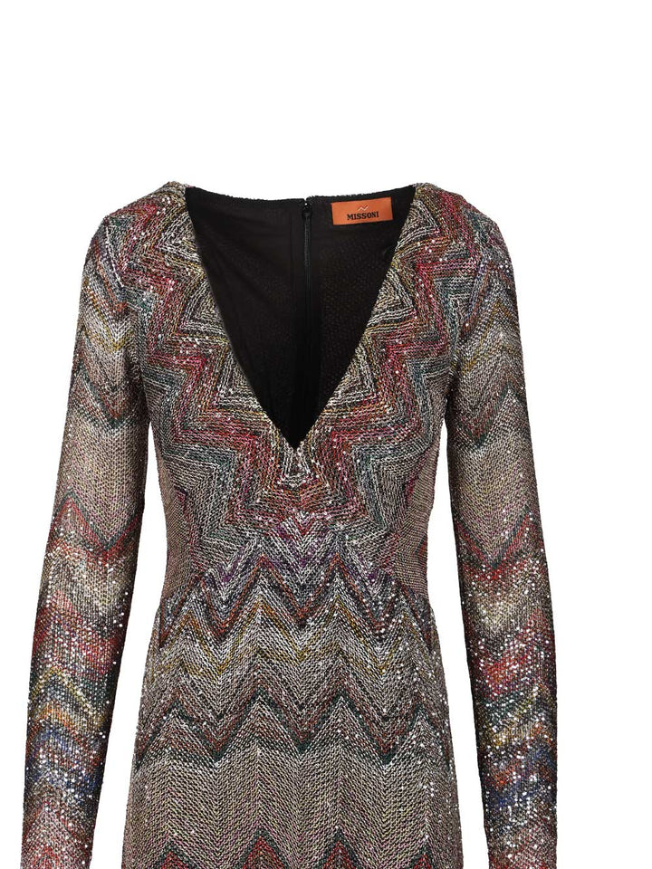 Missoni Long Dress With Lamé And Zigzag Sequins Dresses - Multicolor | 391336985e0107bffde69502bec4744c28bc4f3e