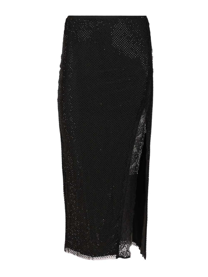 Self-Portrait Midi Skirt With Rhinestones Skirts - Black | 77737285d905271dbfe47a65cc94d17299034133