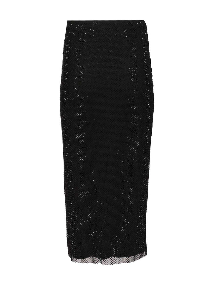 Self-Portrait Midi Skirt With Rhinestones Skirts - Black | a6c400fe1b58f88f93b1bdbcc34640a657556940