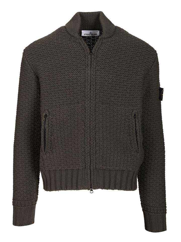 Stone Island Bomber-Style Zip-Up Sweater Knitwear - Green | 9bac6aab6e80a5cd1b1ee28e3ab8c169478567d9