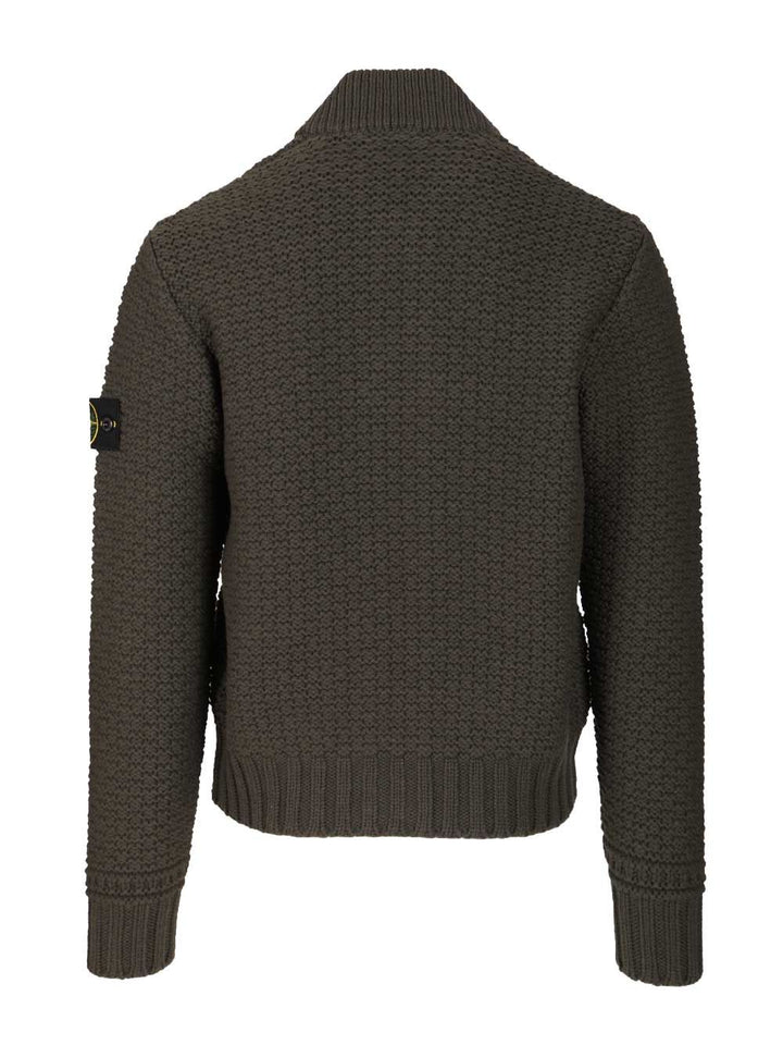 Stone Island Bomber-Style Zip-Up Sweater Knitwear - Green | ee5575b9fb16b9633a75a2982f3428af0c581091