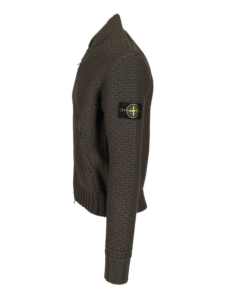 Stone Island Bomber-Style Zip-Up Sweater Knitwear - Green | 4d259ff7a5c376b85213b695be69efb2d5176043