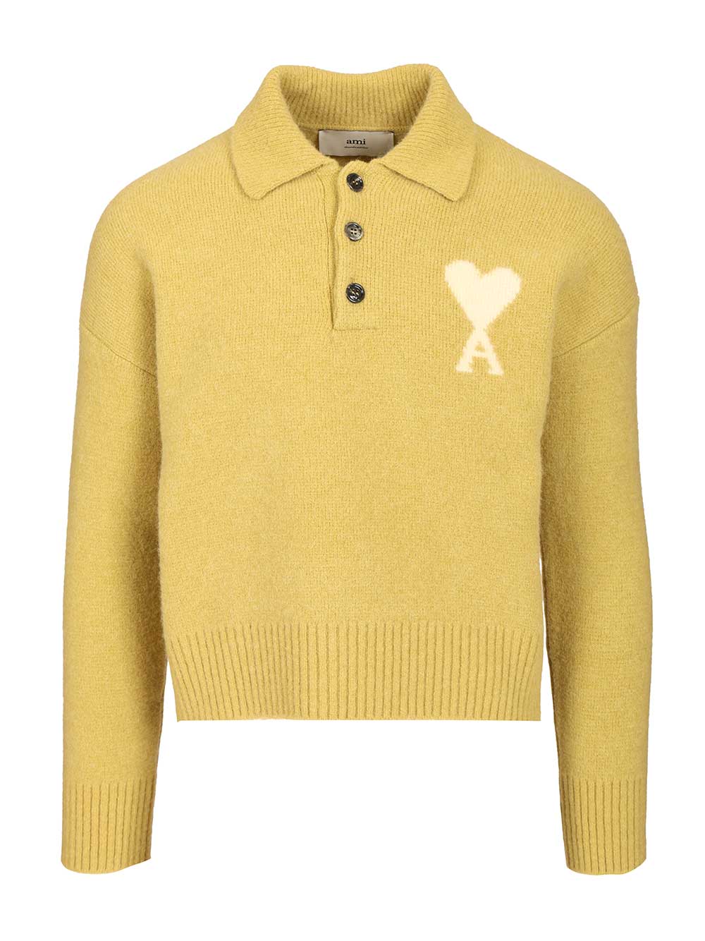 Ami Ami De Coeur Polo Shirt Knitwear - Yellow | 17ea0062da119c7e66f1ca28f01505dccda94059