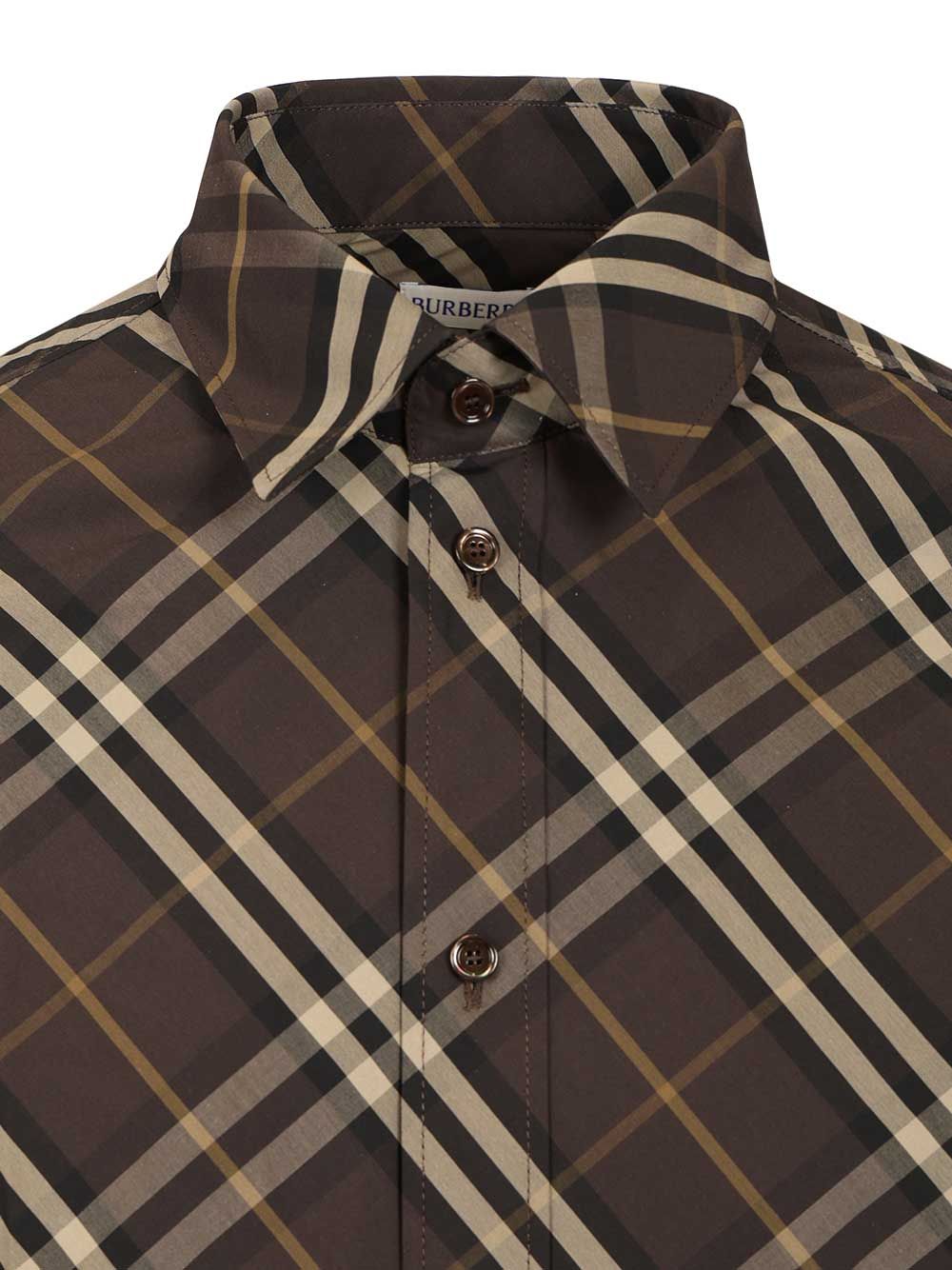 Burberry Check Cotton Shirt Shirts - Brown | 94549d5cf3b9a22c590254499022bfff94a8ee7b