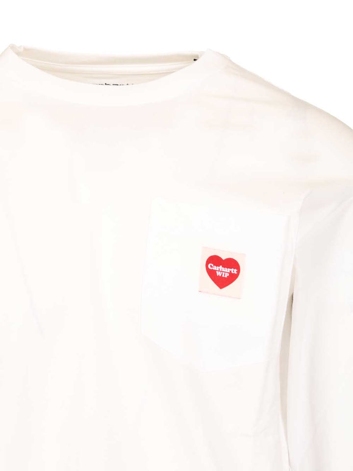 Carhartt Wip L/S Pocket Heart T-Shirt - White | 17c1277c8e3f3ec63bdc78895f6fab3eaaca2d7f