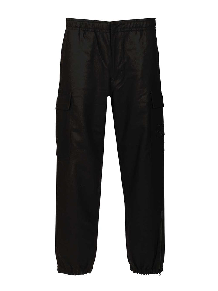 Stone Island Ghost  In Wool And Nylon Flannel Trousers - Black | 3c8e3b1bd89cecf00488e7e591a4c82693e205fd