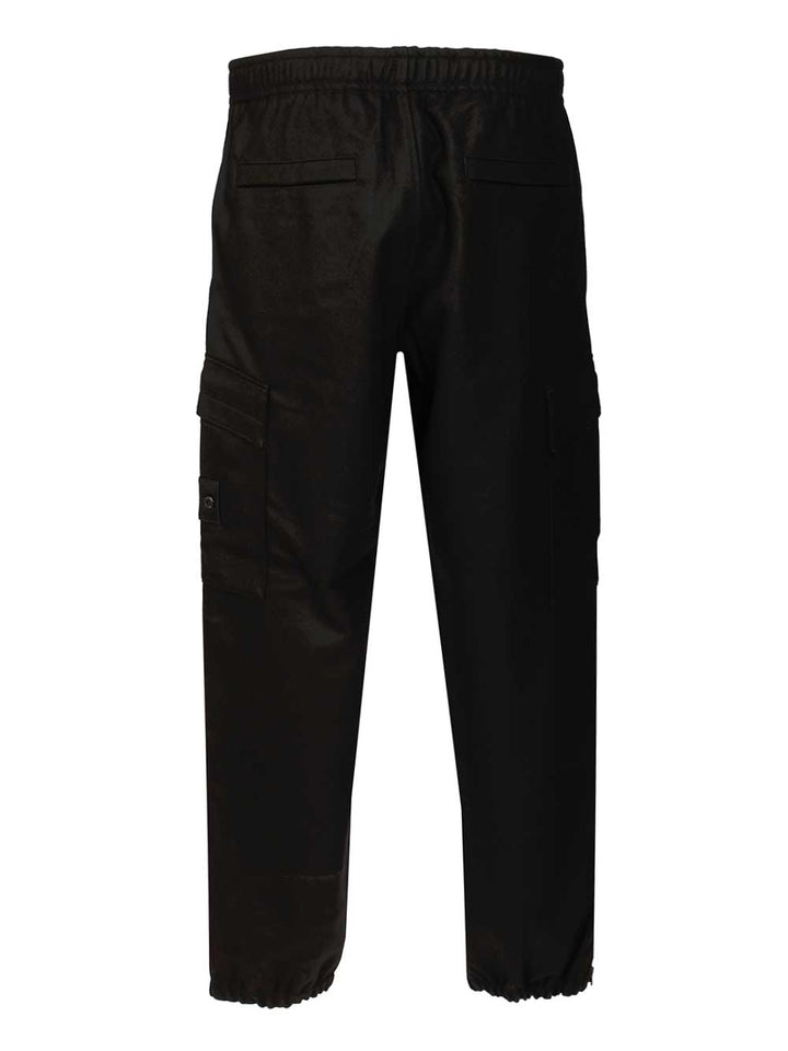 Stone Island Ghost  In Wool And Nylon Flannel Trousers - Black | 5cd49653000f376afc10e86b56305e7a8c01a11a