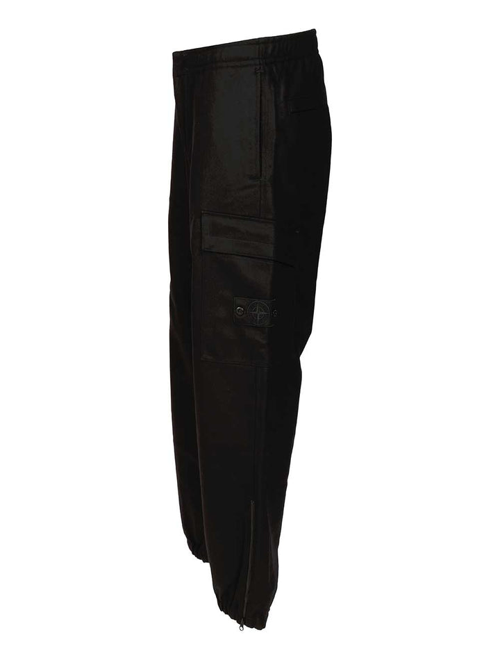 Stone Island Ghost  In Wool And Nylon Flannel Trousers - Black | 2fe2d4b95897eca77072b3fc09573a16c7a57248