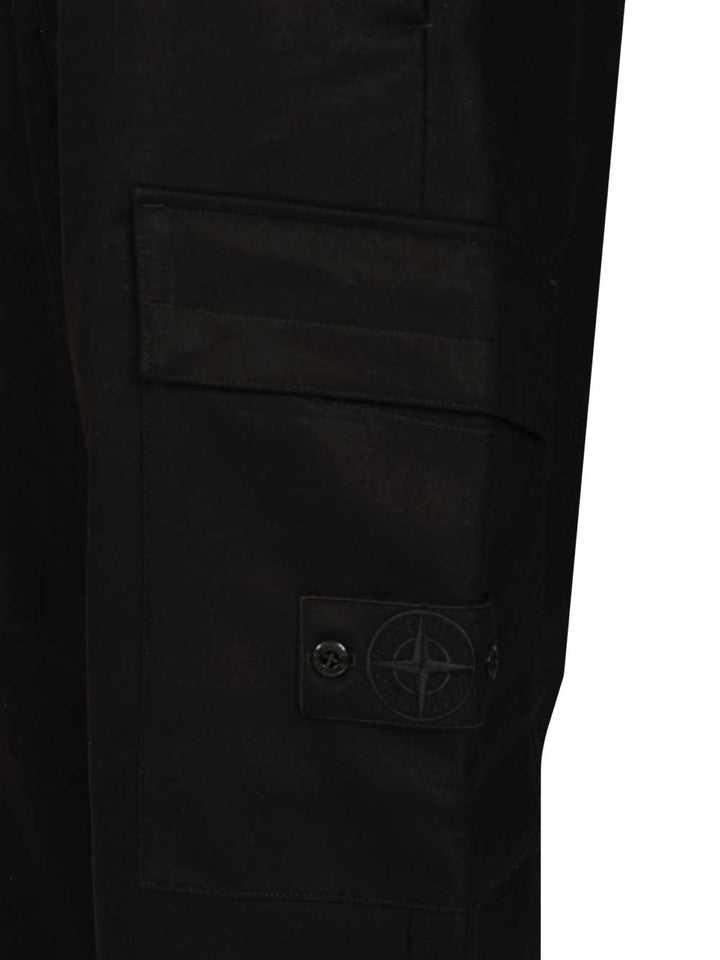 Stone Island Ghost  In Wool And Nylon Flannel Trousers - Black | 253eebb6720582e2819a50eafc8688e120927169