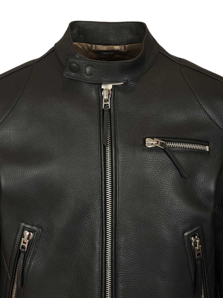 Tom Ford Biker In Full Grain Leather Jackets - Black | 295a2f36b6b195912cfb72a6ac08f548b350d0c0