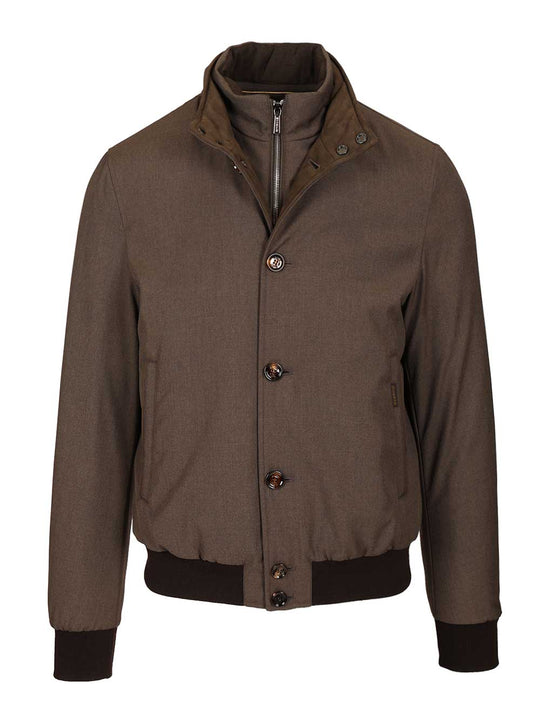 Suede Bomber Jacket Coats Beige