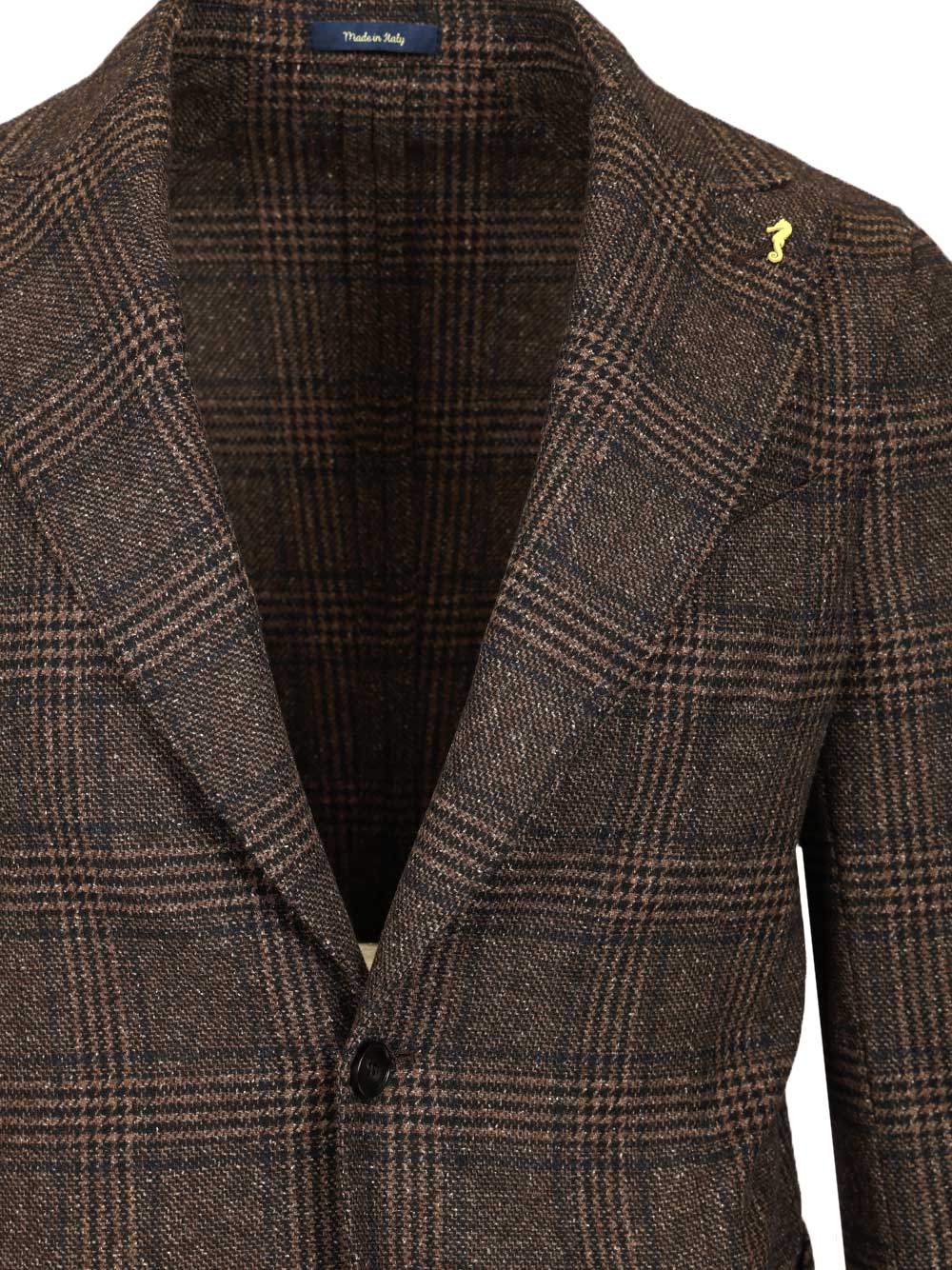 Guarinucci Prince Of Wales Blazer Jackets - Brown | 18db46a472abb5d2033497be2b9912915b125104