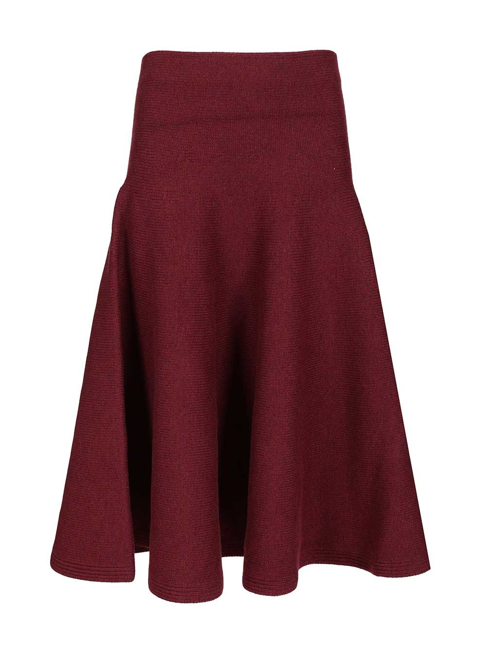 AlaÏA Flared Cashmere Skirt Knitwear - Bordeaux | 814841ad0515baef172e213c760aef3a8dbee984