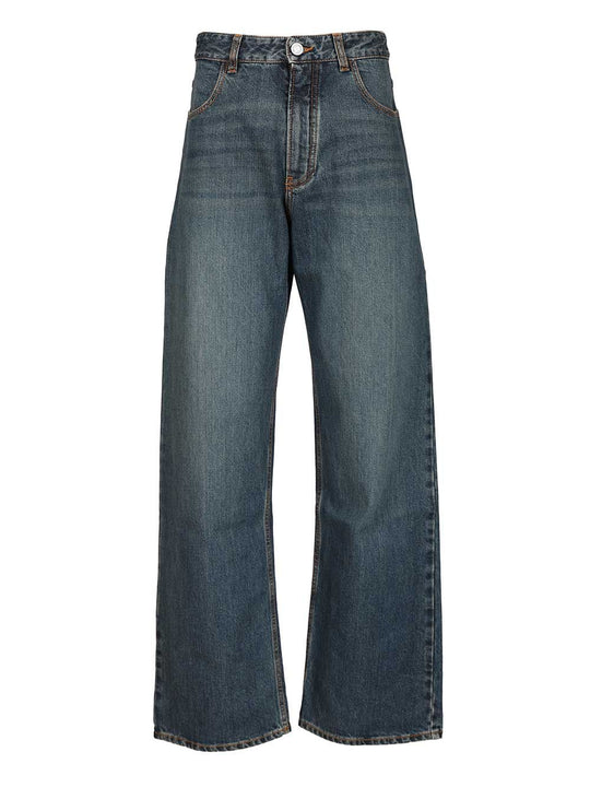 Low-Waisted Denim Trousers Jeans Blue