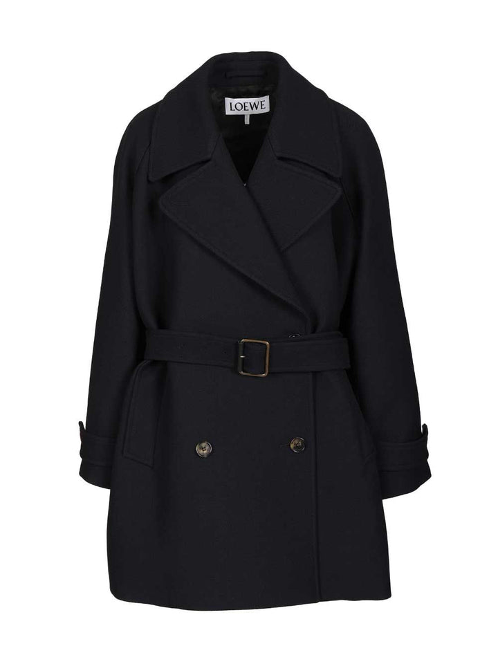 Loewe Double-Breasted Coat Coats - Blue | 38d24dd2a7c703264b46fd259a68fa95463ac568