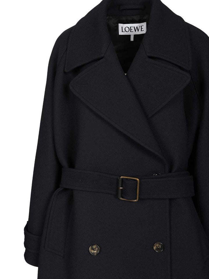 Loewe Double-Breasted Coat Coats - Blue | 5ced1c8cfcc2bc041fab63aacead50a258477247