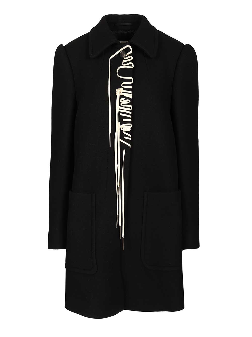 Dries Van Noten Decorated Wool Coat Coats - Black | 5a4ec5ce17faa6541b3c7b97004533b8848fe769