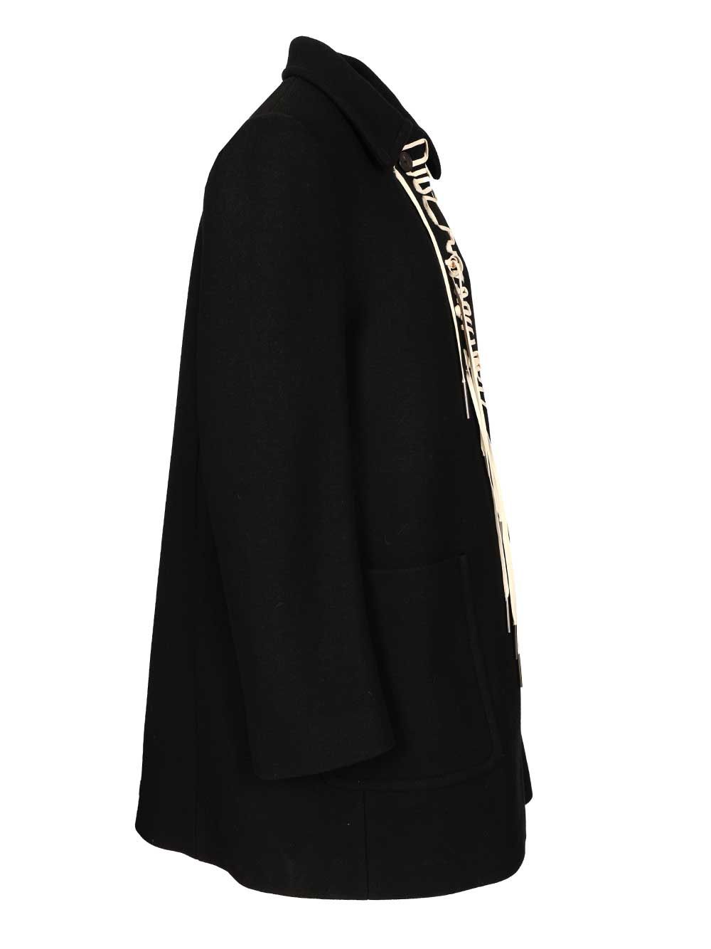 Dries Van Noten Decorated Wool Coat Coats - Black | 55394f6771eea936888aca0620b2257974430823