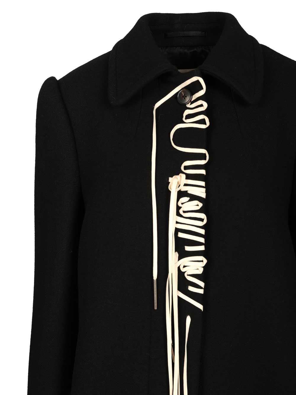 Dries Van Noten Decorated Wool Coat Coats - Black | 28caeb9df5f8c6b8fc2d92e94d8f3a7ef8a09247
