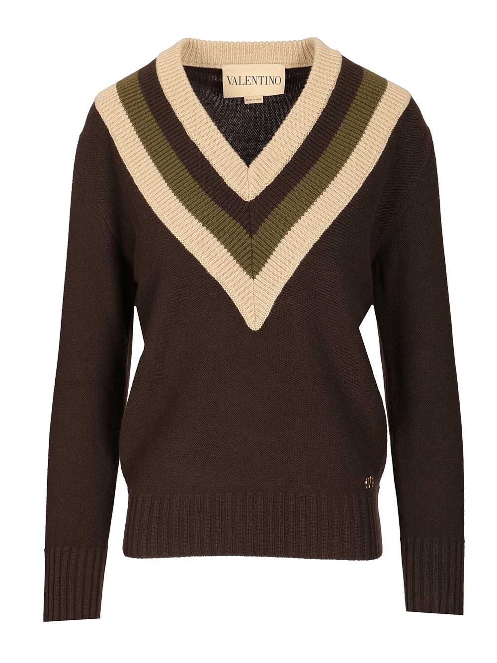 Valentino Garavani Wool And Cashmere Sweater Knitwear - Brown | 296723541033b9f93c297dc0b991b81d6351a497