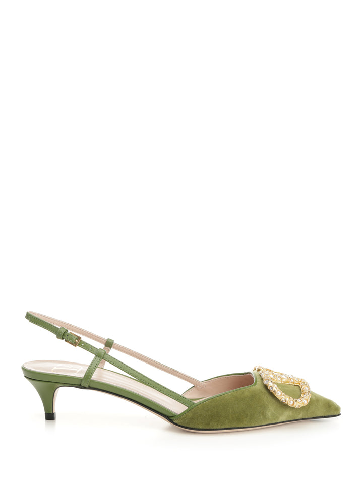 Valentino Garavani Velvet Slingback Pumps - Green | 1899d09e19470b1e7eb2788ccd1cae7952809cc5