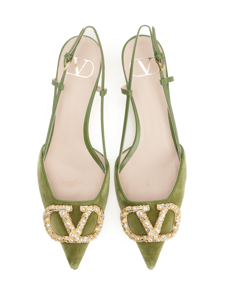 Valentino Garavani Velvet Slingback Pumps - Green | 98d5611002cfc8ddce2947438191900b60cf0f56