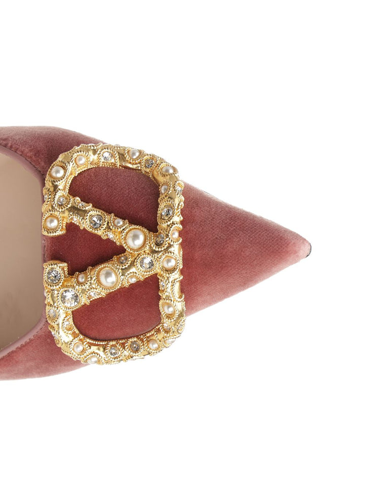 Valentino Garavani Vlogo 80 Slingback  In Velvet Pumps - Rose | c1af3ece3bb79fbac5fb634bbd858cc592ee6f48