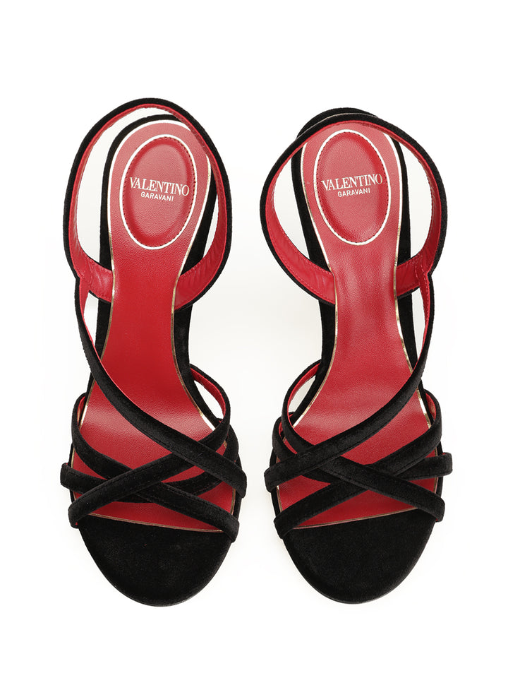 Valentino Garavani Fetishique Velvet Sandal Sandals - Black | 72e4607b229e27f4d57136148119494508457da7