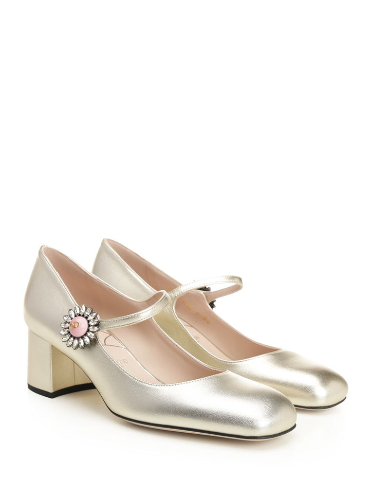 Valentino Garavani Mary Jane In Silver-Plated Nappa Leather Pumps - Silver | 387604b6310e9217997d389df2c69ce2976e2711
