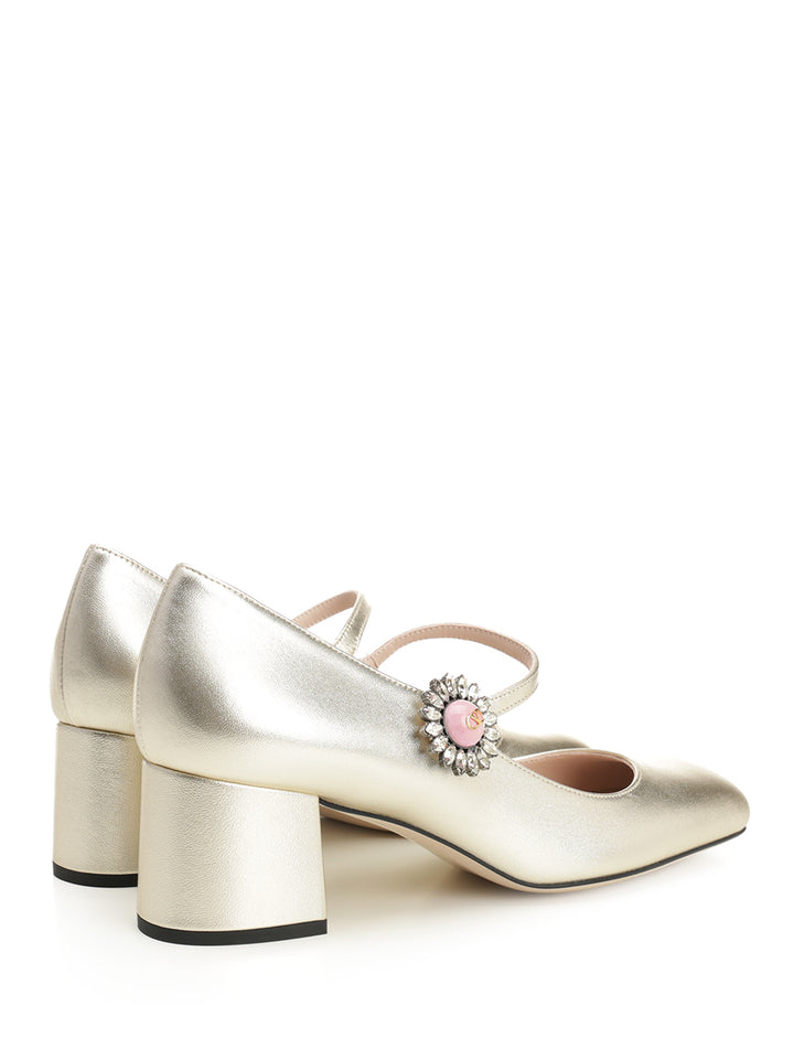 Valentino Garavani Mary Jane In Silver-Plated Nappa Leather Pumps - Silver | 488f7f8ee958ad6f6bfc286a5e51bb1dedb528ba