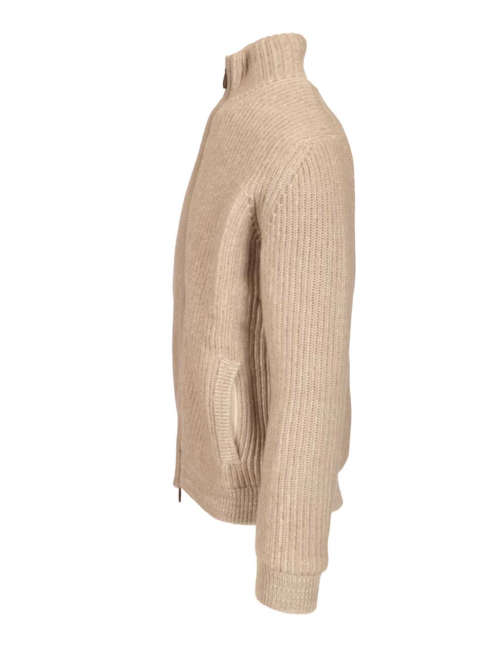 Fedeli Zip-Up Cardigan Knitwear - Beige | 998ca73b3bb3e4ea94780d76c4afa7964aa11661
