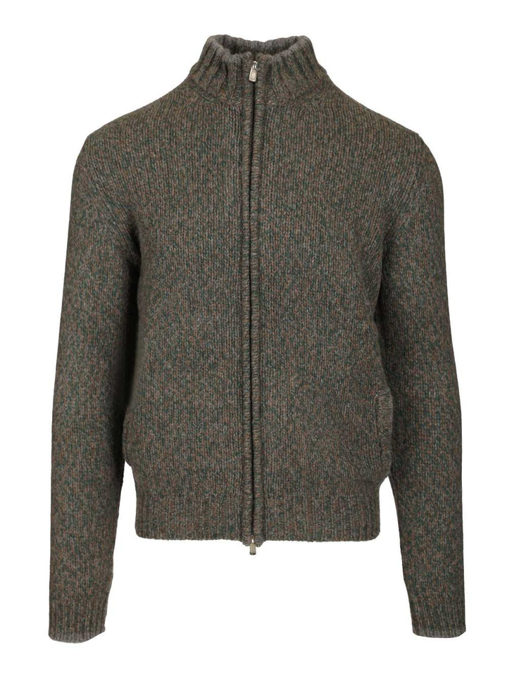 Fedeli Zip-Up Cardigan Knitwear - Green | f08e18050ebfb356e17c310722794930932d1b1f