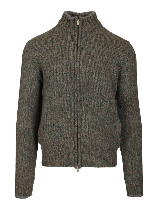 Zip-Up Cardigan Knitwear Green