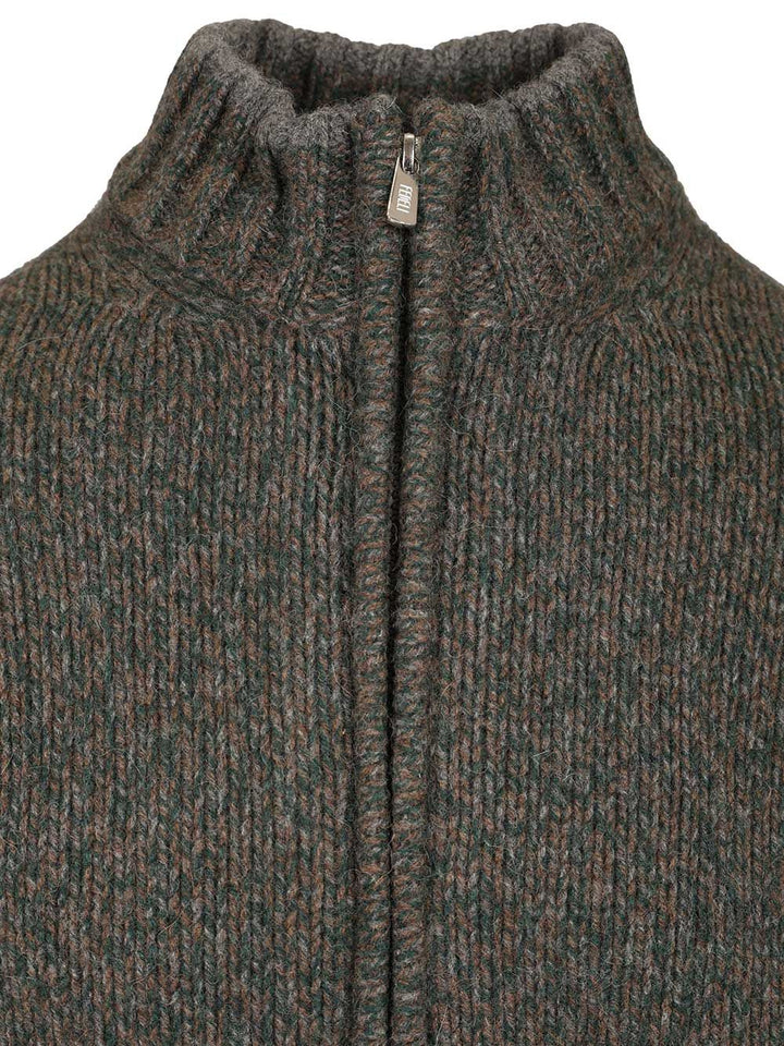 Fedeli Zip-Up Cardigan Knitwear - Green | 9dc5dc2cdb6bdbff6783a86e59c2a3be94e3b289